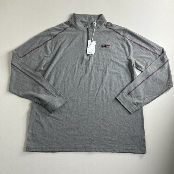 TASC Performance Men's Carrollton 1/4 Zip Sweatshirt Mens XL Gray Maroon‎ Golf - Picture 1 of 9